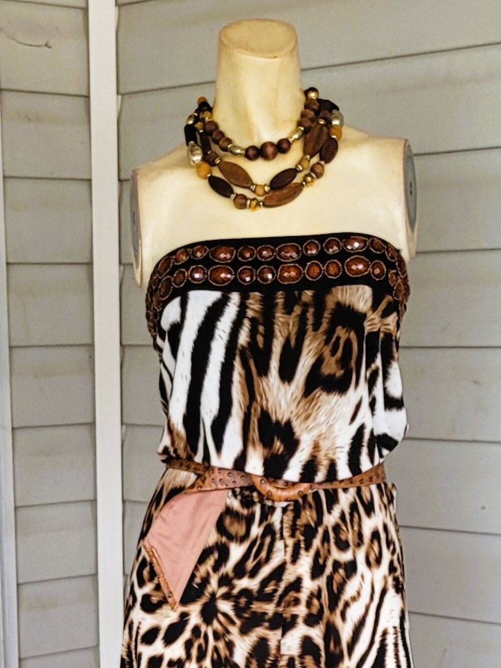 MILANO ANIMAL PRINT, STRAPLESS WIDE LEG JUMPSUIT